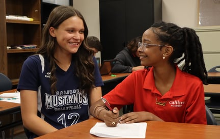 Two students working at desk