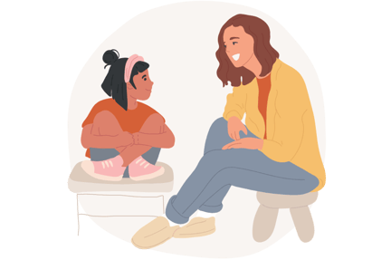 Illustration of teacher supporting student